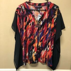 Peck and Peck Womens Watercolor Short Sleeved Blouse Size Small NWT